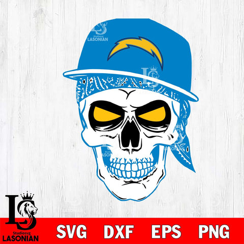 Los Angeles Chargers Badass Hat Skull SVG
