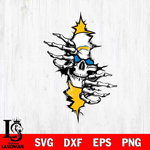 Los Angeles Chargers Badass Skull SVG