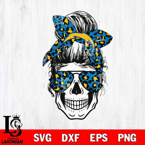 Los Angeles Chargers Badass Women Skull SVG