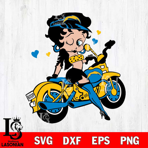 Los Angeles Chargers Betty Boop And Badass Motor Svg Eps Dxf Png File, Digital Download, Instant Download
