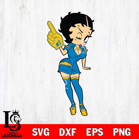 Los Angeles Chargers Betty Boop Cheering Svg Eps Dxf Png File, Digital Download, Instant Download