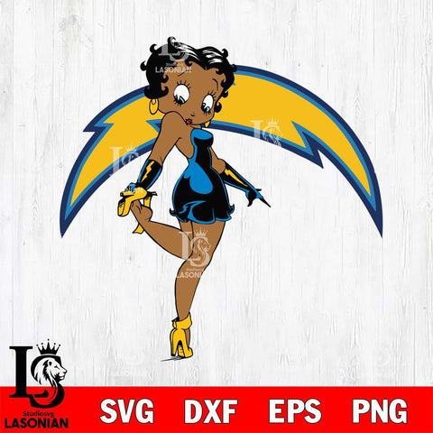 Los Angeles Chargers Betty Boop Girl Fan SVG Svg Eps Dxf Png File, Digital Download, Instant Download