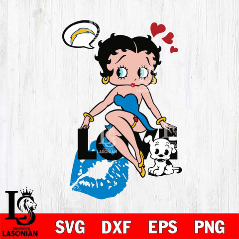 Los Angeles Chargers Betty Boop Love Svg Eps Dxf Png File, Digital Download, Instant Download