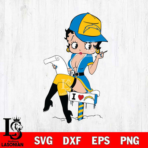 Los Angeles Chargers Betty Boop Sexy Fan Svg Eps Dxf Png File, Digital Download, Instant Download