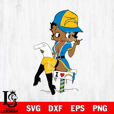 Los Angeles Chargers Betty Boop Sexy Fan SVG Svg Eps Dxf Png File, Digital Download, Instant Download