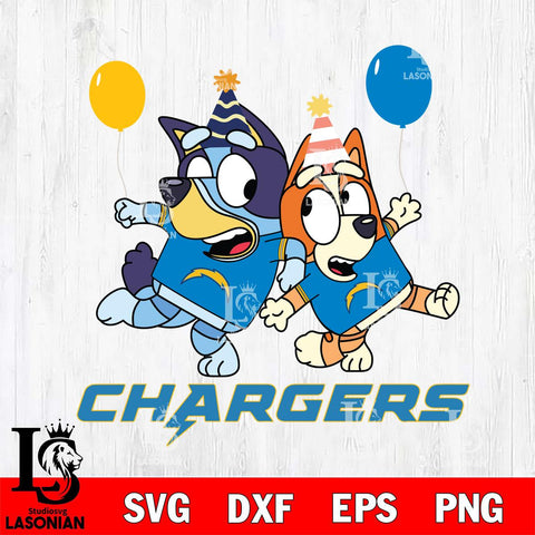 Los Angeles Chargers Bluey & Bingo 2 Svg Eps Dxf Png File, NFL svg, Digital Download, Instant Download