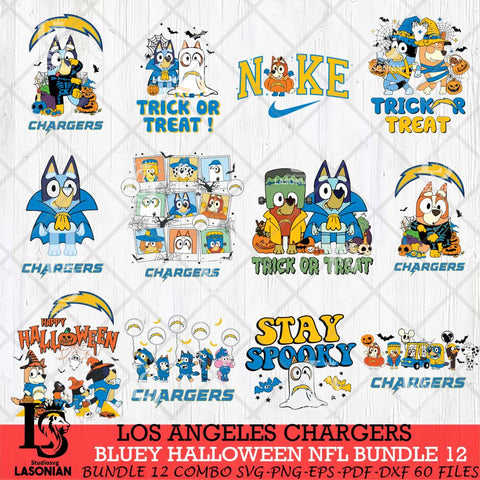 Los Angeles Chargers Bluey Halloween 12 SVG Svg Eps Dxf Png File, Digital Download, Instant Download