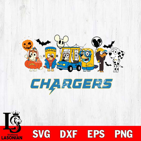 Los Angeles Chargers Bluey Halloween Svg Eps Dxf Png File, Digital Download, Instant Download