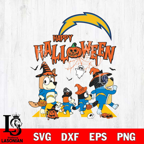 Los Angeles Chargers Bluey Halloween Family Svg Eps Dxf Png File, Digital Download, Instant Download