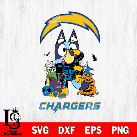 Los Angeles Chargers Bluey Halloween NFL 2 Svg Eps Dxf Png File, Digital Download, Instant Download