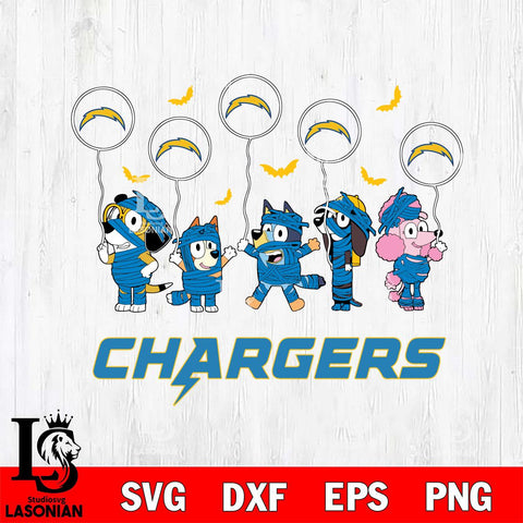 Los Angeles Chargers Bluey Halloween Spooky Svg Eps Dxf Png File, Digital Download, Instant Download