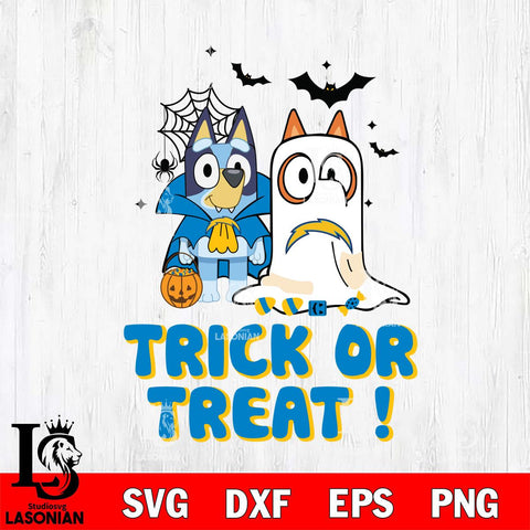Los Angeles Chargers Bluey Trick or Treat Halloween Svg Eps Dxf Png File, Digital Download, Instant Download