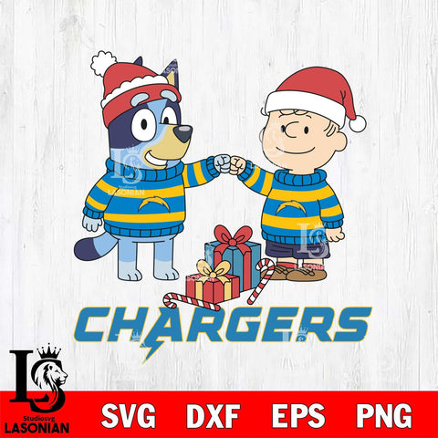 Los Angeles Chargers Bluey With Charlie Brown Christmas Cricut,Christmas SVG DXF EPS PNG FILE, Digital Download,Instant Download, Silhouette