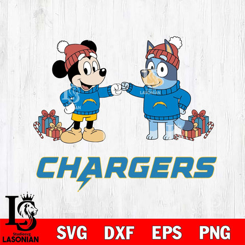 Los Angeles Chargers Bluey With Mickey Christmas Cricut,Christmas SVG DXF EPS PNG FILE, Digital Download,Instant Download, Silhouette