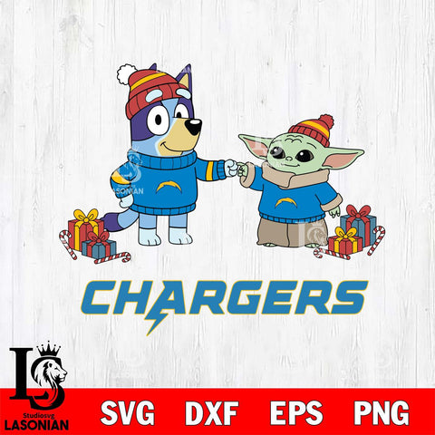 Los Angeles Chargers Bluey With Yoda Christmas Cricut,Christmas SVG DXF EPS PNG FILE, Digital Download,Instant Download, Silhouette
