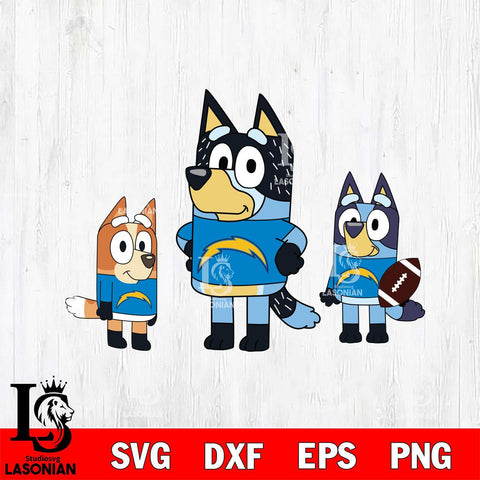 Los Angeles Chargers Bluey svg , Bluey family NFL Svg Eps Dxf Png File, Digital Download, Instant Download