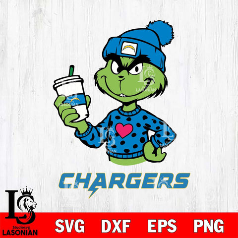 Los Angeles Chargers Boujee Grinch Heart Christmas Svg Eps Dxf Png File,Cricut svg files, Digital Download, Instant Download