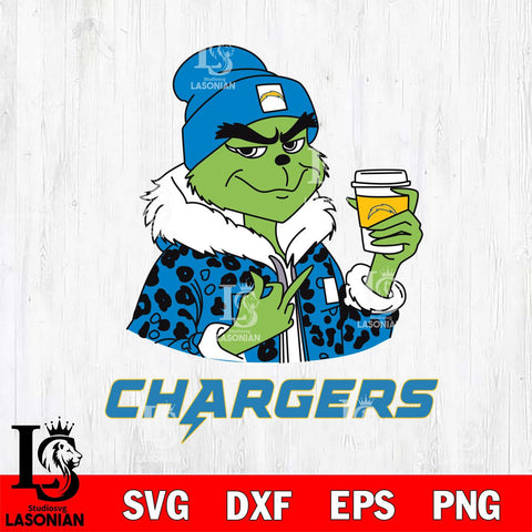 Los Angeles Chargers Boujee Grinch Leopard Christmas Svg Eps Dxf Png File,Cricut svg files, Digital Download, Instant Download