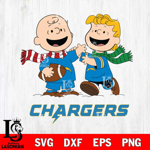 Los Angeles Chargers Charlie Brown & Linus Football Cricut,Christmas SVG DXF EPS PNG FILE, Digital Download,Instant Download, Silhouette