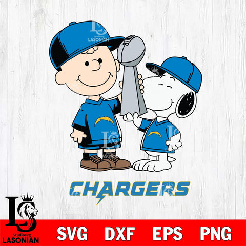 Los Angeles Chargers Charlie Brown and Snoopy Champions Svg Eps Dxf Png File, NFL svg , Digital Download , Instant Download, Cricut File