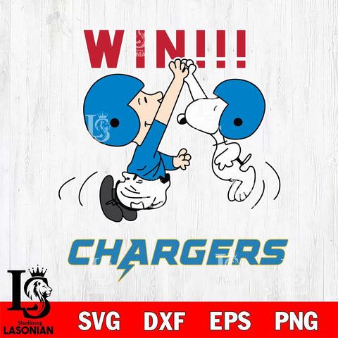 Los Angeles Chargers Charlie Brown and Snoopy Win Svg Eps Dxf Png File, NFL svg , Digital Download , Instant Download, Cricut File