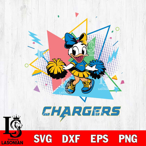 Los Angeles Chargers Cute Daisy Duck Cheerleader SVG DXF EPS PNG FILE, Disney Father day File Cut,Digital Download,Instant Download,Disney Svg Files