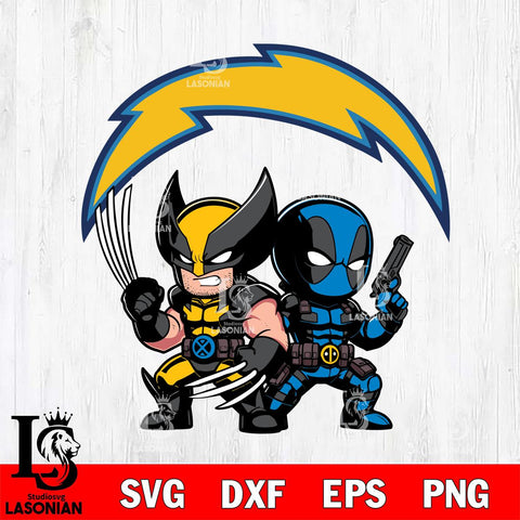 Los Angeles Chargers Deadpool And Wolverine Svg Eps Dxf Png File, Digital Download, Instant Download