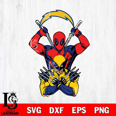 Los Angeles Chargers Deadpool Wolverine 2 Svg Eps Dxf Png File, Digital Download, Instant Download