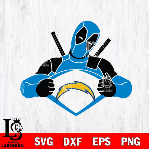 Los Angeles Chargers Deadpool heart sport Svg Eps Dxf Png File, Digital Download, Instant Download