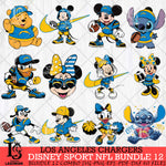 Los Angeles Chargers Disney NFL Bundle 12 Svg Eps Dxf Png File, Digital Download, Instant Download