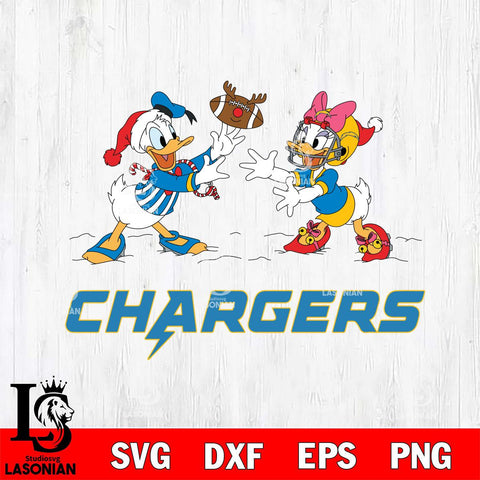 Los Angeles Chargers Donald Duck & Daisy Duck Football Cricut,Christmas SVG DXF EPS PNG FILE, Digital Download,Instant Download, Silhouette