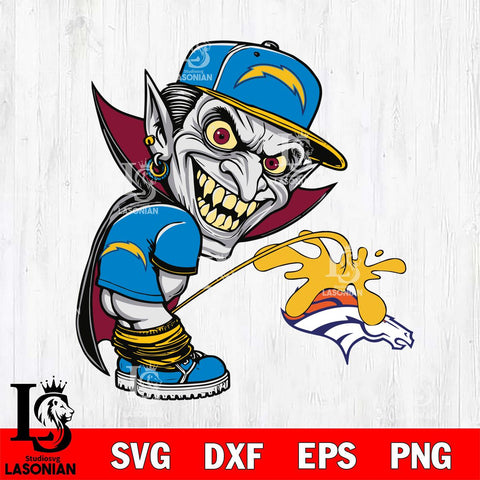 Los Angeles Chargers Dracula Piss On Denver Broncos Svg Eps Dxf Png File, Digital Download, Instant Download