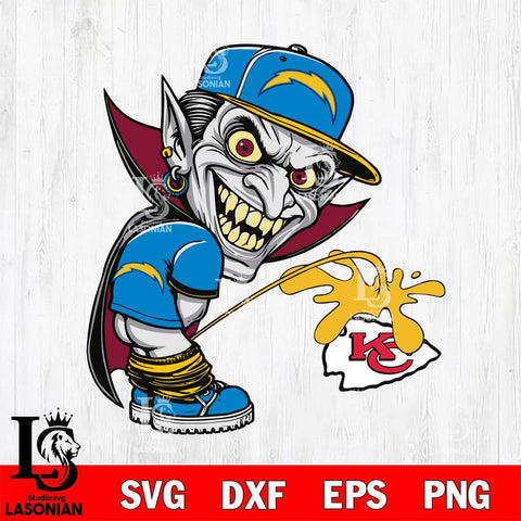 Los Angeles Chargers Dracula Piss On Kansas City Chiefs Svg Eps Dxf Png File, Digital Download, Instant Download
