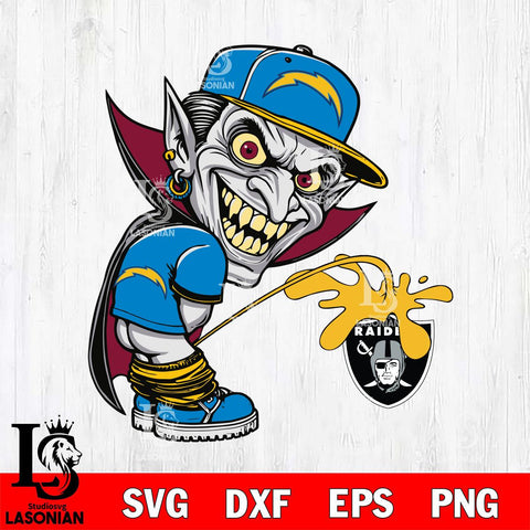 Los Angeles Chargers Dracula Piss On Las Vegas Raiders Svg Eps Dxf Png File, Digital Download, Instant Download