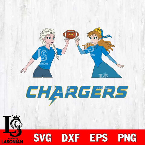 Los Angeles Chargers Elsa & Anna Football Cricut,Christmas SVG DXF EPS PNG FILE, Digital Download,Instant Download, Silhouette