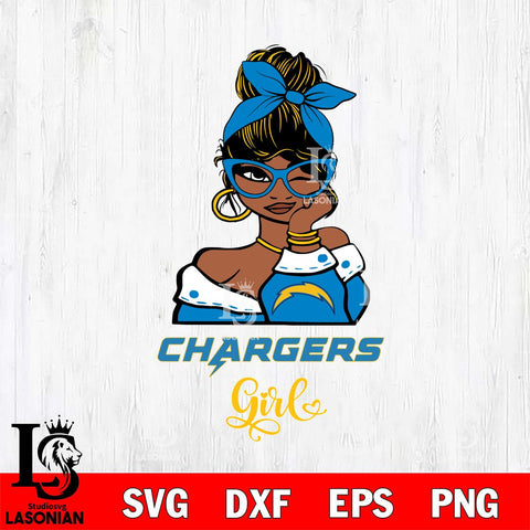 Los Angeles Chargers Fan Girl Svg Eps Dxf Png File, Digital Download, Instant Download