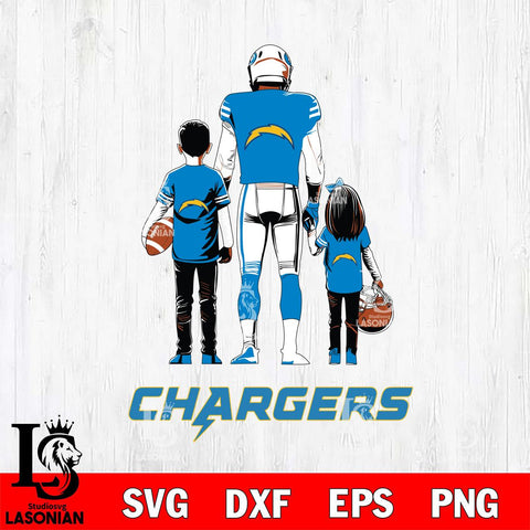 Los Angeles Chargers Father And Child Football SVG DXF EPS PNG FILE,NFL SVG, Father day Digital Download,Instant Download, Silhouette