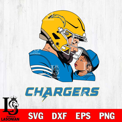Los Angeles Chargers Father And Child Rugby SVG DXF EPS PNG FILE,NFL SVG, Father day Digital Download,Instant Download, Silhouette