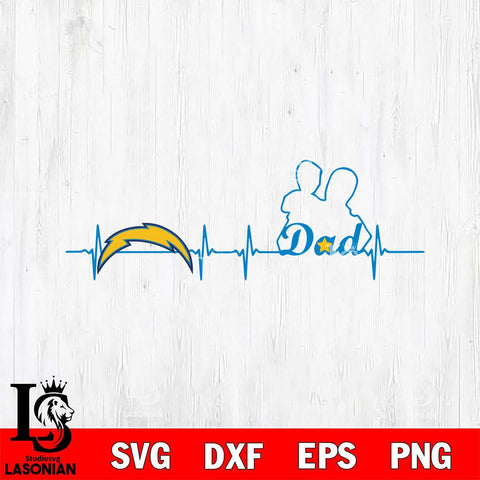 Los Angeles Chargers Father Heart Beat Svg Eps Dxf Png File, Digital Download, Instant Download