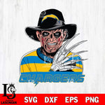 Los Angeles Chargers Freddy Krueger Horror Halloween Svg Eps Dxf Png File, Digital Download, Instant Download