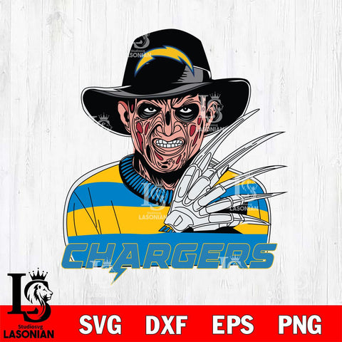 Los Angeles Chargers Freddy Krueger Horror Halloween Svg Eps Dxf Png File, Digital Download, Instant Download
