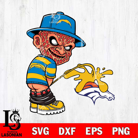 Los Angeles Chargers Freddy Krueger Piss On Denver Broncos Svg Eps Dxf Png File, Digital Download, Instant Download