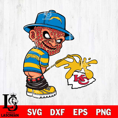 Los Angeles Chargers Freddy Krueger Piss On Kansas City Chiefs Svg Eps Dxf Png File, Digital Download, Instant Download