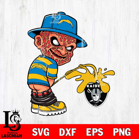 Los Angeles Chargers Freddy Krueger Piss On Las Vegas Raiders Svg Eps Dxf Png File, Digital Download, Instant Download