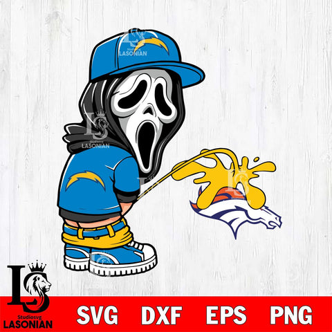Los Angeles Chargers Ghostface Piss On Denver Broncos Svg Eps Dxf Png File, Digital Download, Instant Download