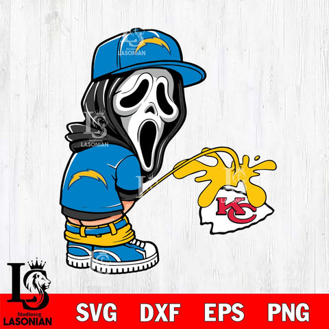 Los Angeles Chargers Ghostface Piss On Kansas City Chiefs Svg Eps Dxf Png File, Digital Download, Instant Download
