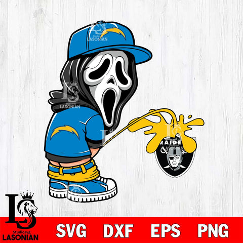 Los Angeles Chargers Ghostface Piss On Las Vegas Raiders Svg Eps Dxf Png File, Digital Download, Instant Download