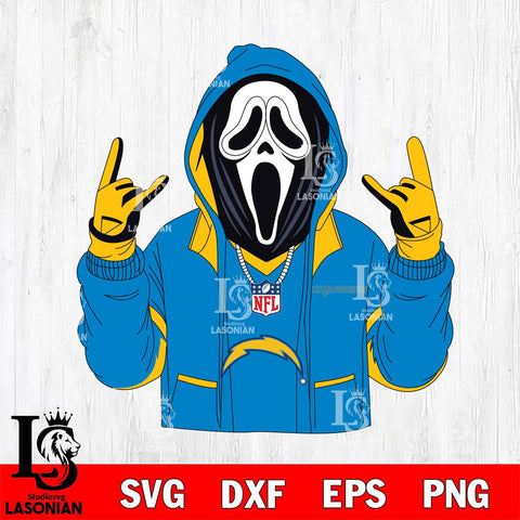 Los Angeles Chargers Ghostface Scream Football Halloween Svg Eps Dxf Png File, Digital Download, Instant Download