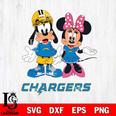 Los Angeles Chargers Goofy and Minnie mouse Football SVG DXF EPS PNG FILE,NFL Cricut ,Football Digital Download,Instant Download, Silhouette