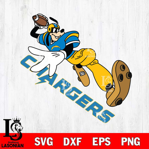 Los Angeles Chargers Goofy rugby player SVG DXF EPS PNG FILE,NFL Cricut ,Football Digital Download,Instant Download, Silhouette